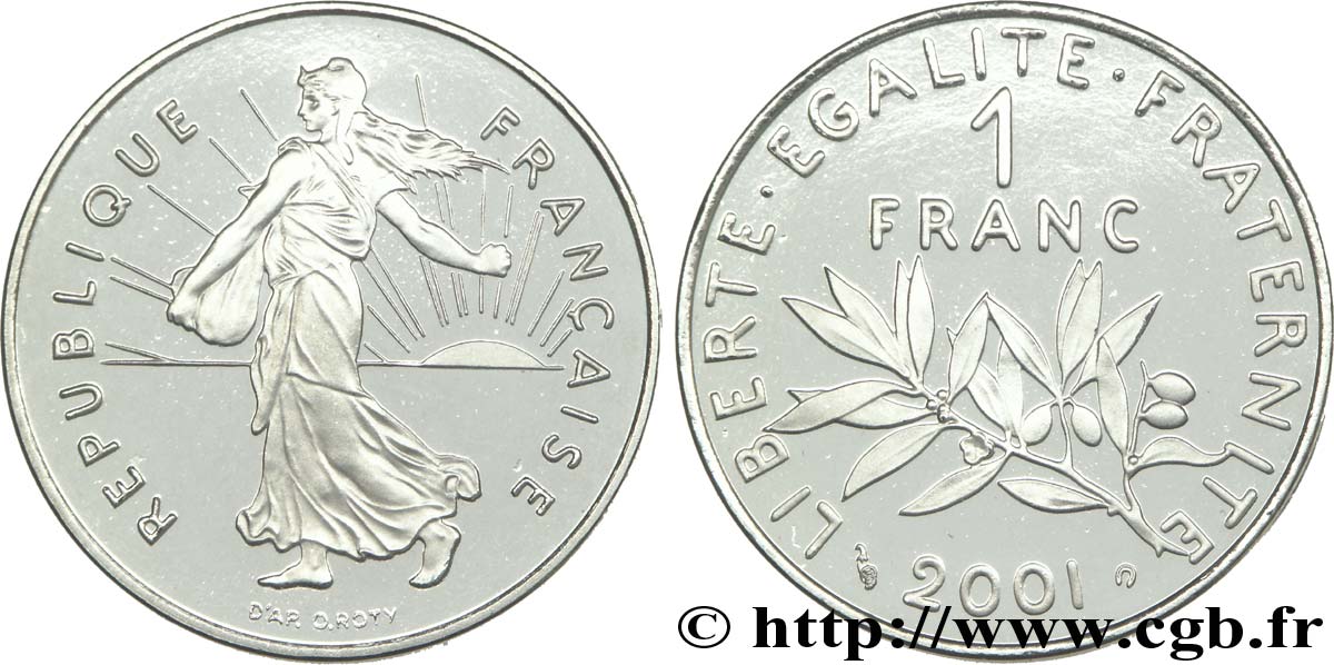 1 franc Semeuse, nickel, BE (Belle Épreuve) 2001 Pessac F.226/49 var. ST67 