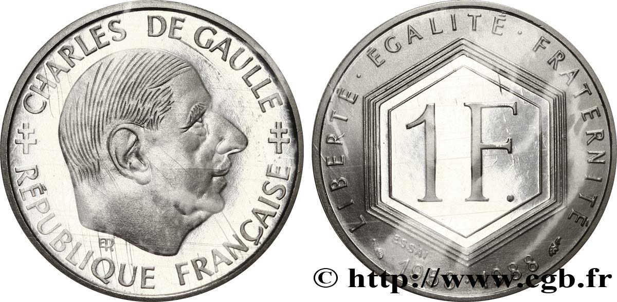 Essai de 1 franc De Gaulle 1988 Pessac F.227/1 ST68 