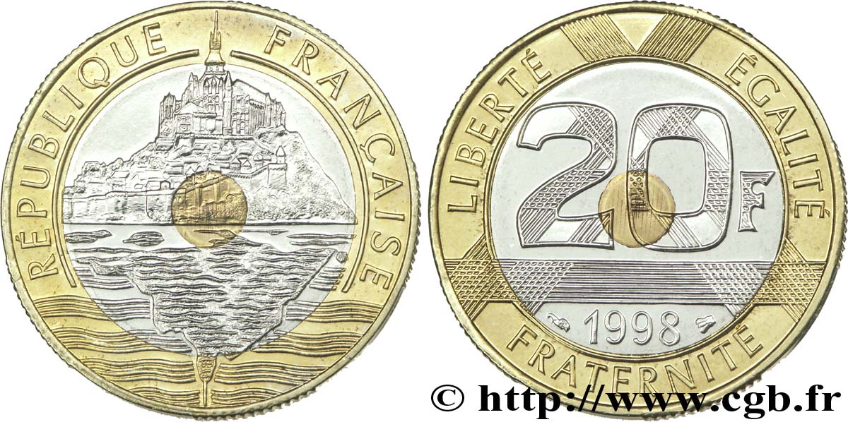 20 francs Mont Saint-Michel 1998 Pessac F.403/14 MS63 