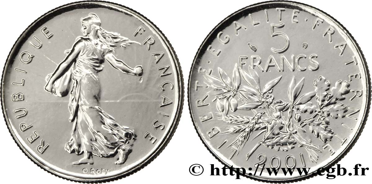 5 francs Semeuse, nickel 2001 Pessac F.341/37 FDC 