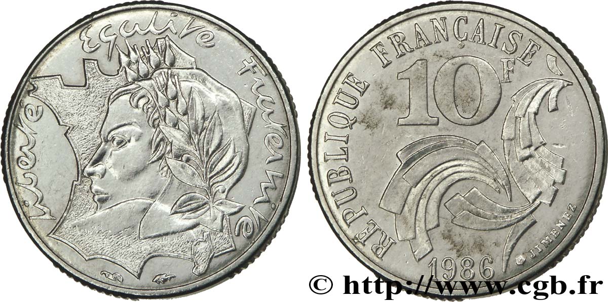 10 francs Jimenez 1986  F.373/3 AU50 
