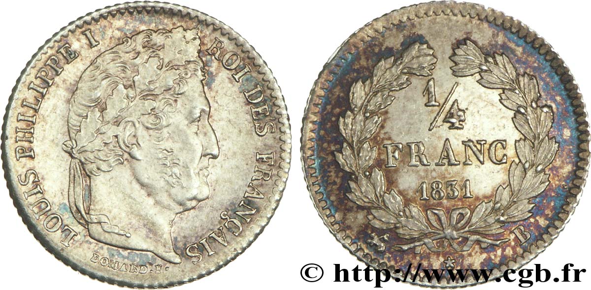 1/4 franc Louis-Philippe 1831 Rouen F.166/2 EBC58 