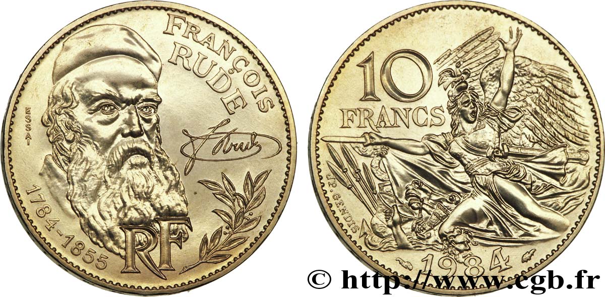 Essai de 10 francs François Rude, tranche B 1984 Pessac F.369/1 ST65 