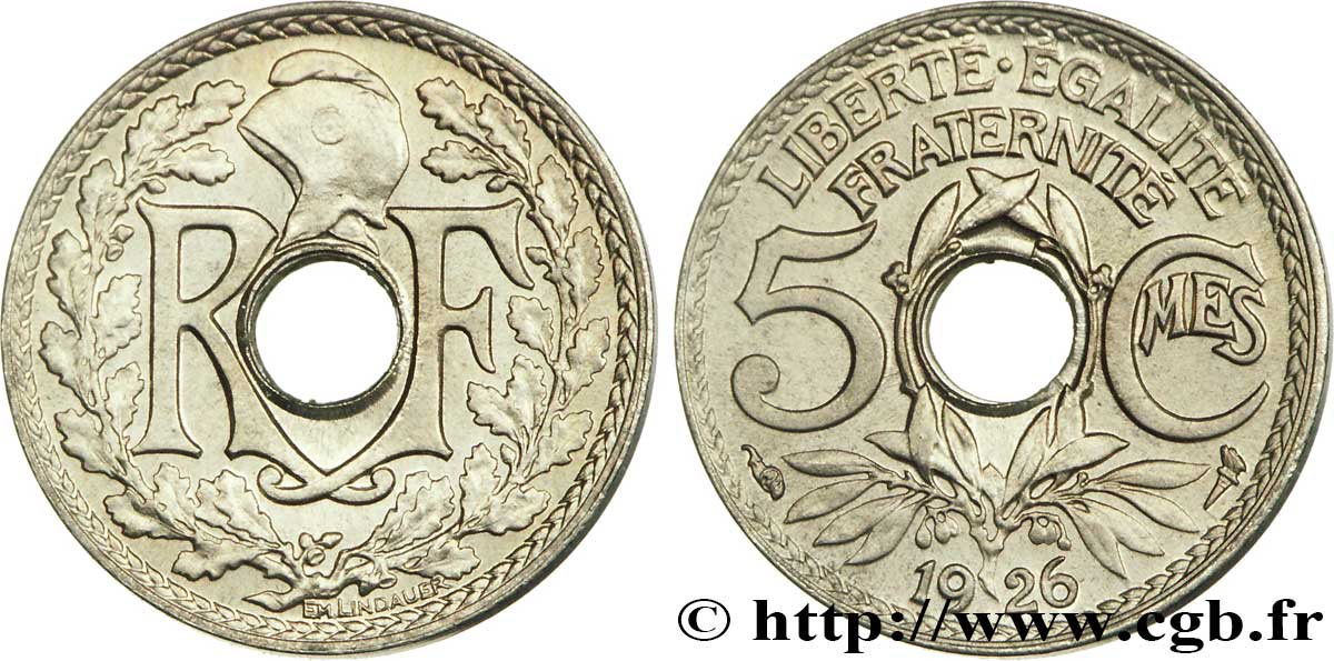 5 centimes Lindauer, petit module 1926  F.122/11 MS63 