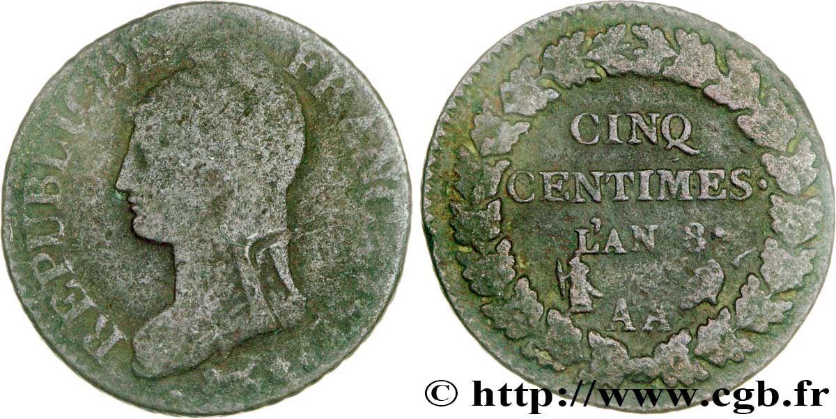 Cinq centimes Dupré, grand module 1800 Metz F.115/106 BC15 