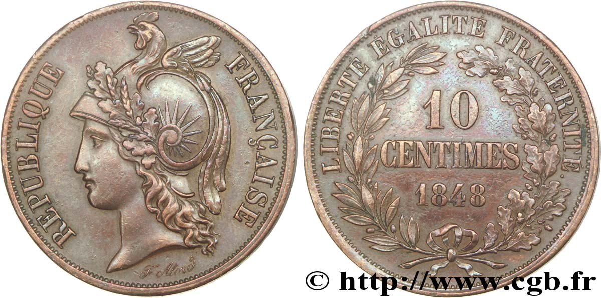 Concours de 10 centimes, essai d’Alard 1848 Paris VG.3130  EBC55 