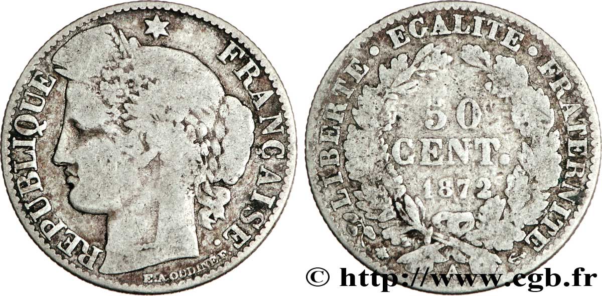 50 centimes Cérès, IIIe République 1872 Paris F.189/3 B12 