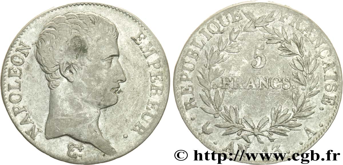 5 francs Napoléon Empereur, calendrier révolutionnaire 1805 Paris F.303/2 MB28 