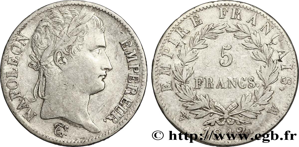 5 francs Napoléon Empereur, Empire français 1812 Lille F.307/57 TTB48 