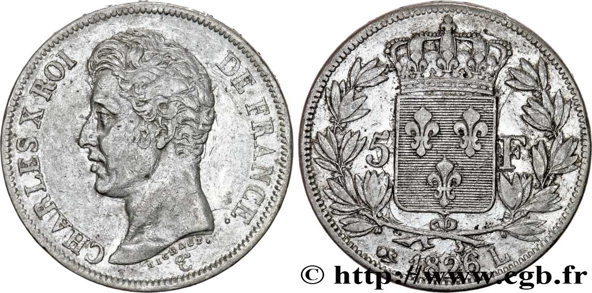 5 francs Charles X, 1er type 1826 Bayonne F.310/22 TTB47 