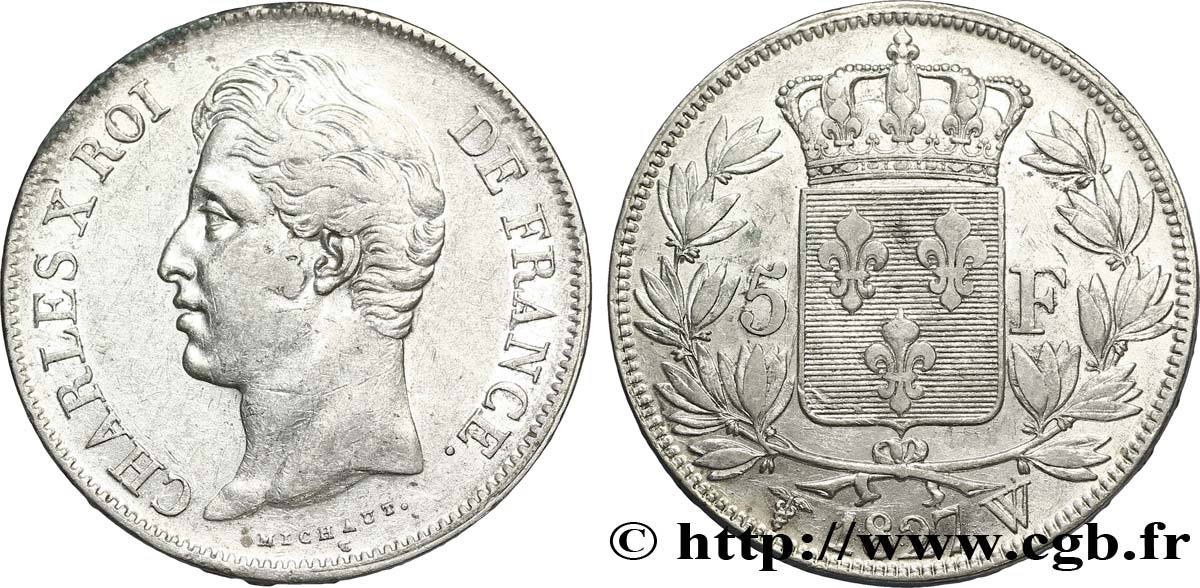 5 francs Charles X, 2e type 1827 Lille F.311/13 MBC48 