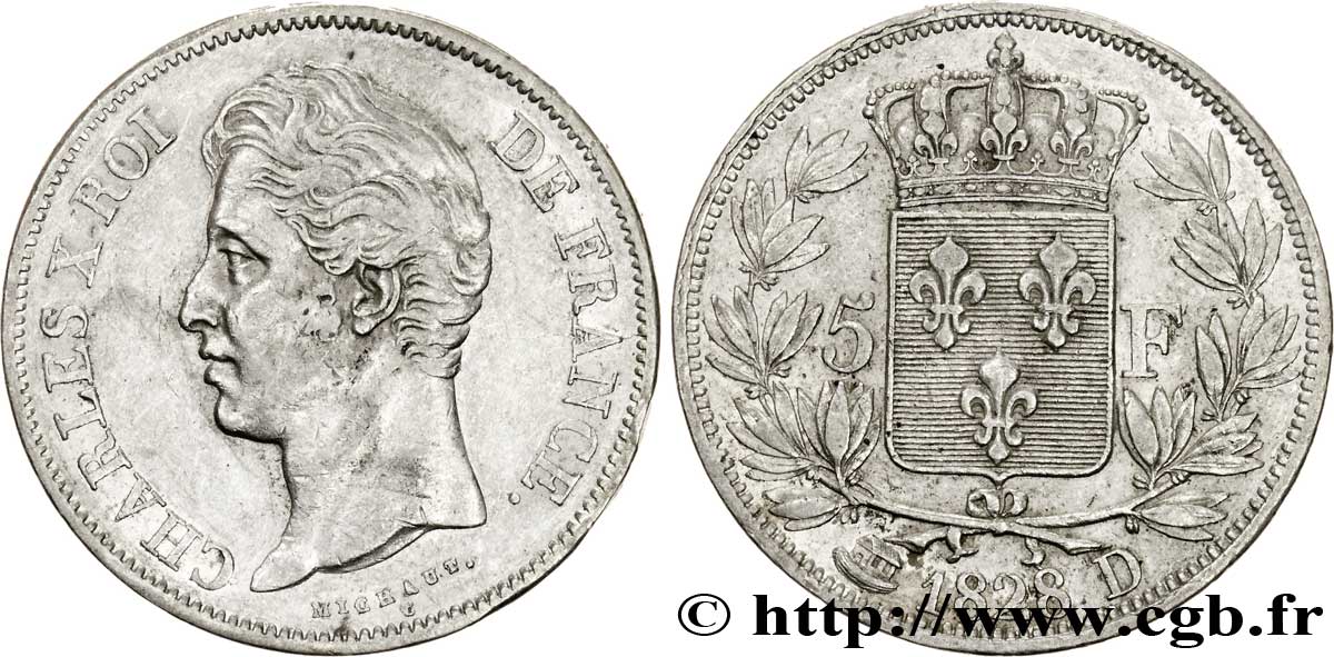 5 francs Charles X, 2e type 1828 Lyon F.311/17 TTB45 