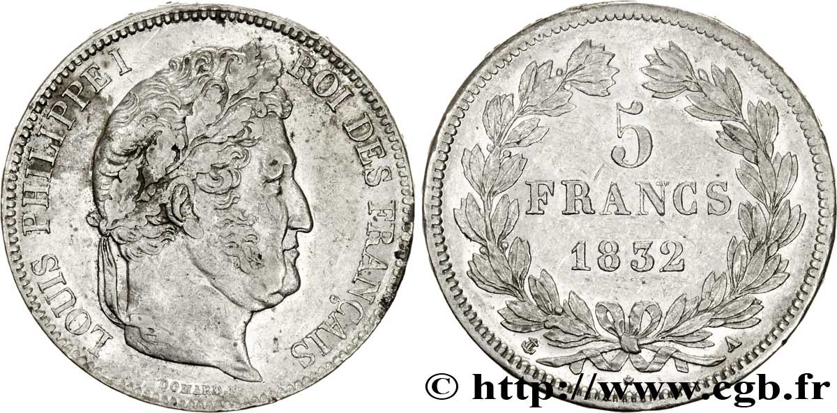 5 francs IIe type Domard 1832 Paris F.324/1 TTB48 