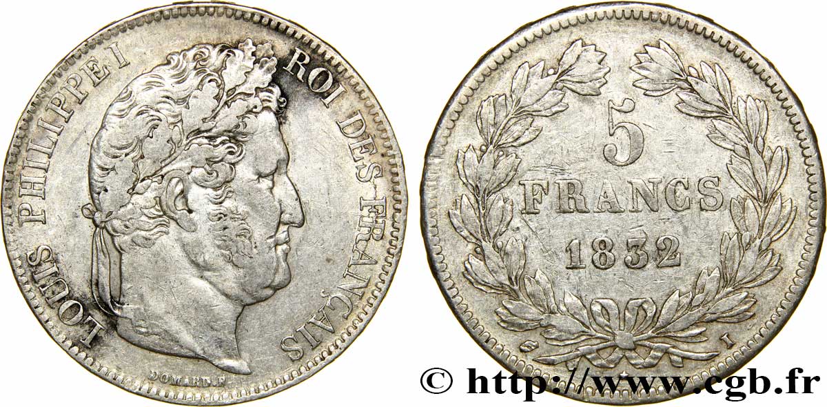 5 francs IIe type Domard 1832 Limoges F.324/6 TTB48 