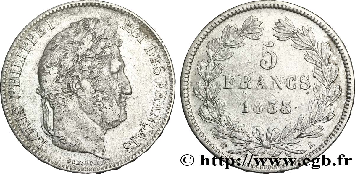 5 francs IIe type Domard 1833 Bordeaux F.324/21 MBC45 