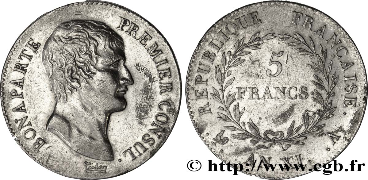 5 francs Bonaparte Premier Consul 1803 Paris F.301/1 TTB52 