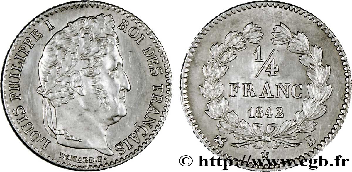 1/4 franc Louis-Philippe 1842 Rouen F.166/90 EBC60 