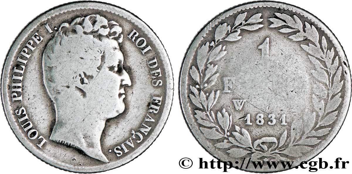 1 franc Louis-Philippe, tête nue 1831 Lille F.209/12 B12 