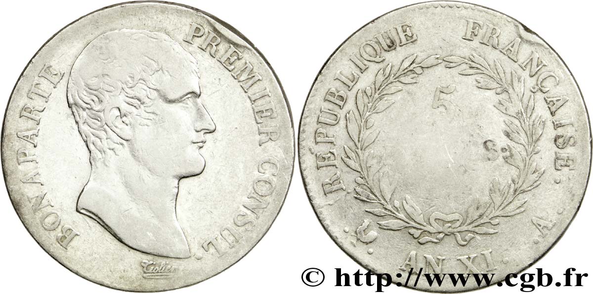 5 francs Bonaparte Premier Consul 1803 Paris F.301/1 VF28 