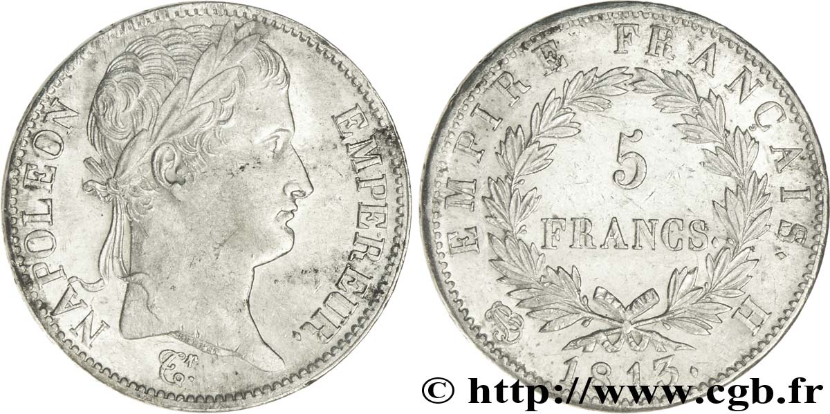 5 francs Napoléon Empereur, Empire français 1813 La Rochelle F.307/63 TTB50 