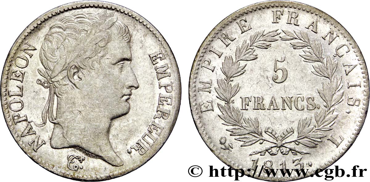 5 francs Napoléon Empereur, Empire français 1813 Bayonne F.307/67 MBC48 