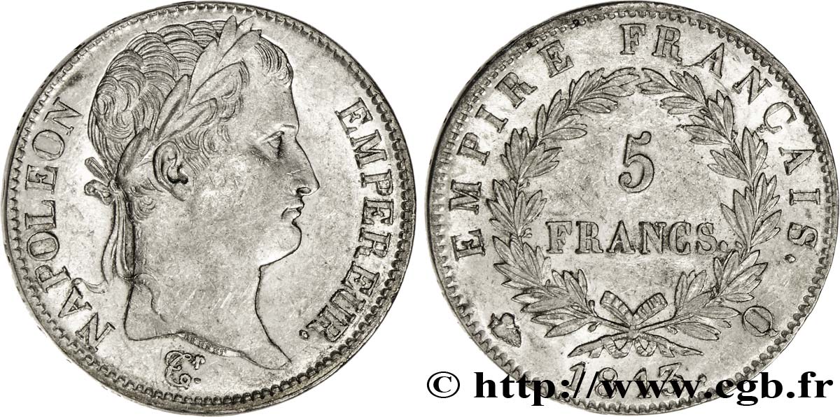 5 francs Napoléon Empereur, Empire français 1813 Perpignan F.307/70 TTB50 
