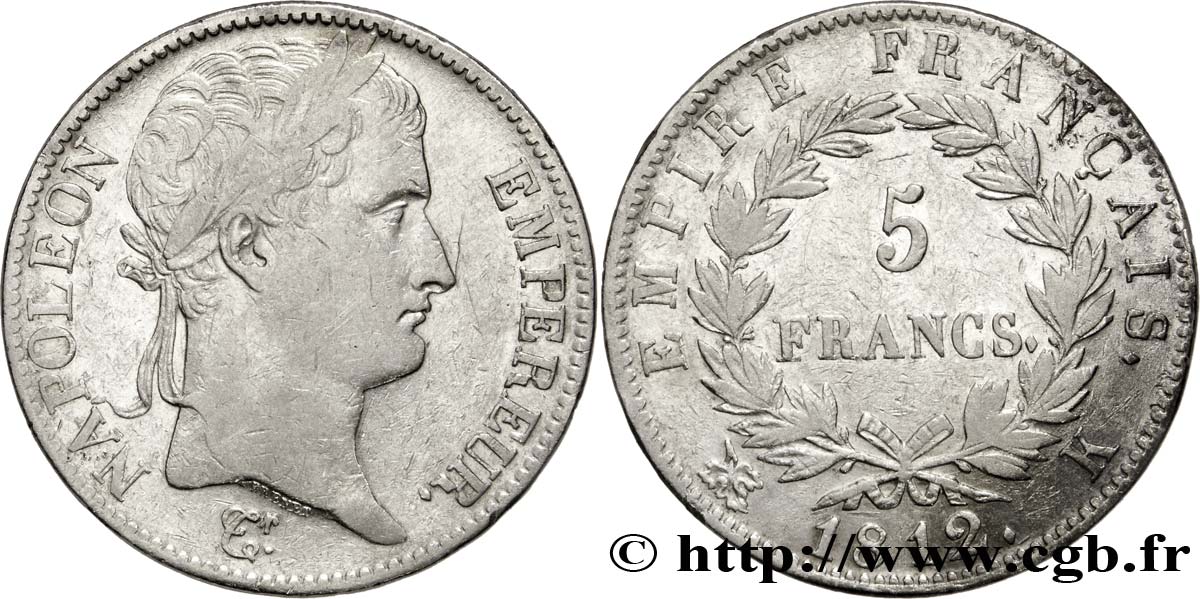 5 francs Napoléon Empereur, Empire français 1812 Bordeaux F.307/47 TB35 