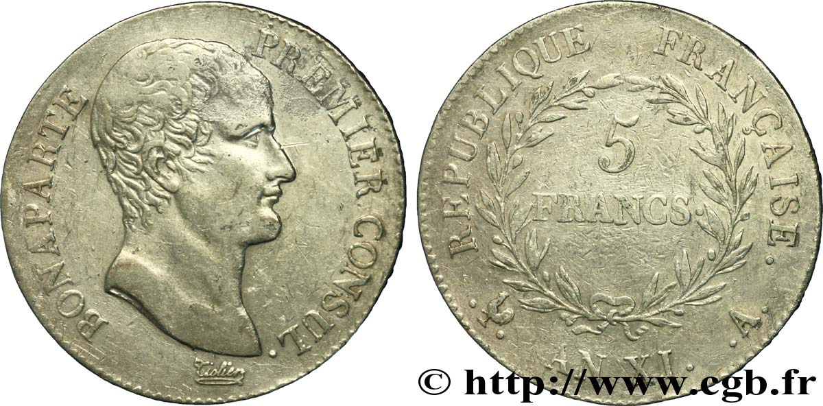 5 francs Bonaparte Premier Consul 1803 Paris F.301/1 TTB45 