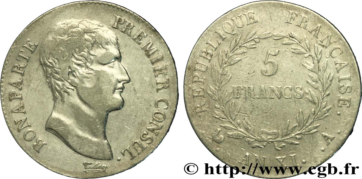 5 francs Bonaparte Premier Consul 1803 Paris F.301/1 TB23 