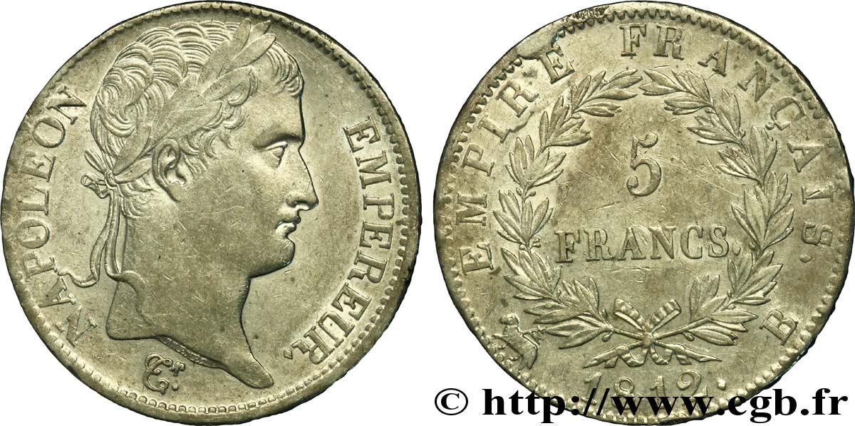 5 francs Napoléon Empereur, Empire français 1812 Rouen F.307/42 TTB45 