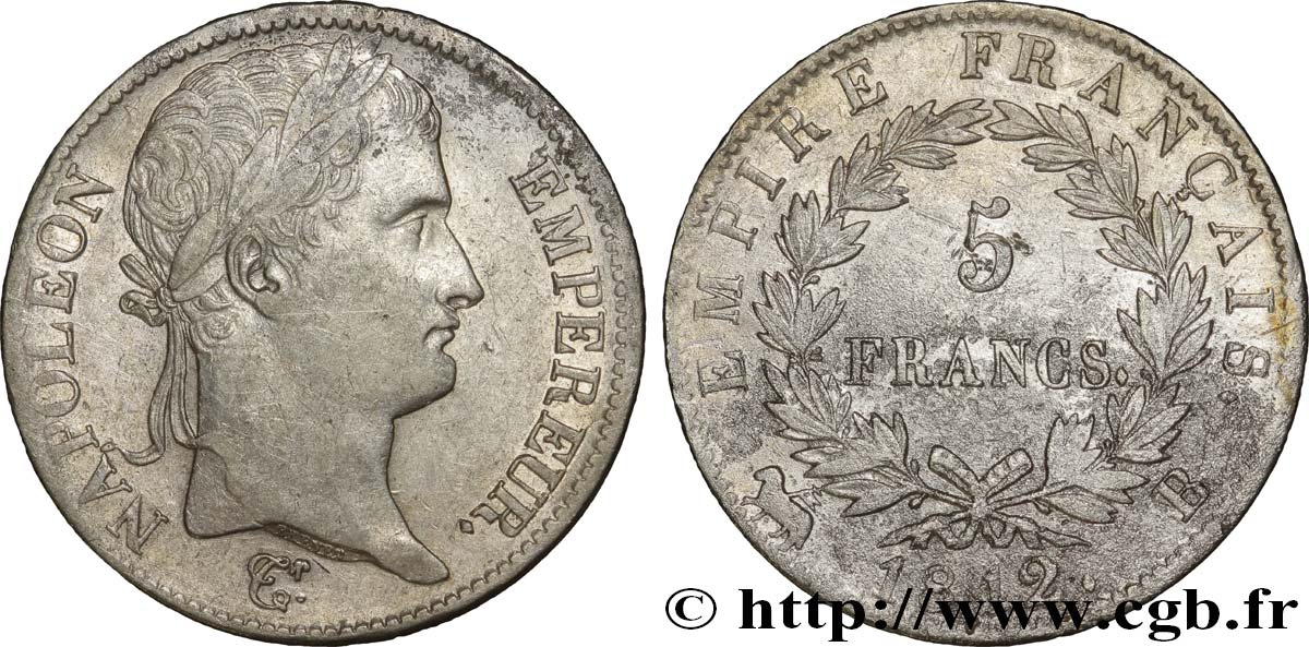 5 francs Napoléon Empereur, Empire français 1812 Rouen F.307/42 TTB42 