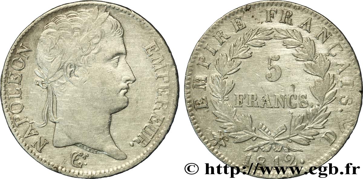 5 francs Napoléon Empereur, Empire français 1812 Lyon F.307/44 MBC45 