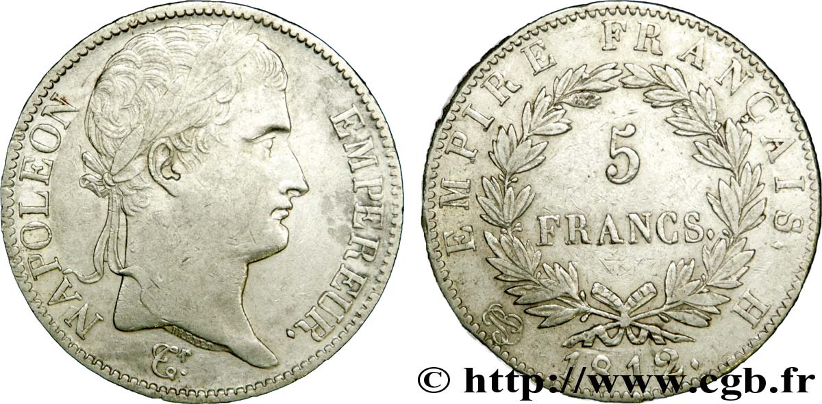 5 francs Napoléon Empereur, Empire français 1812 La Rochelle F.307/45 TTB48 