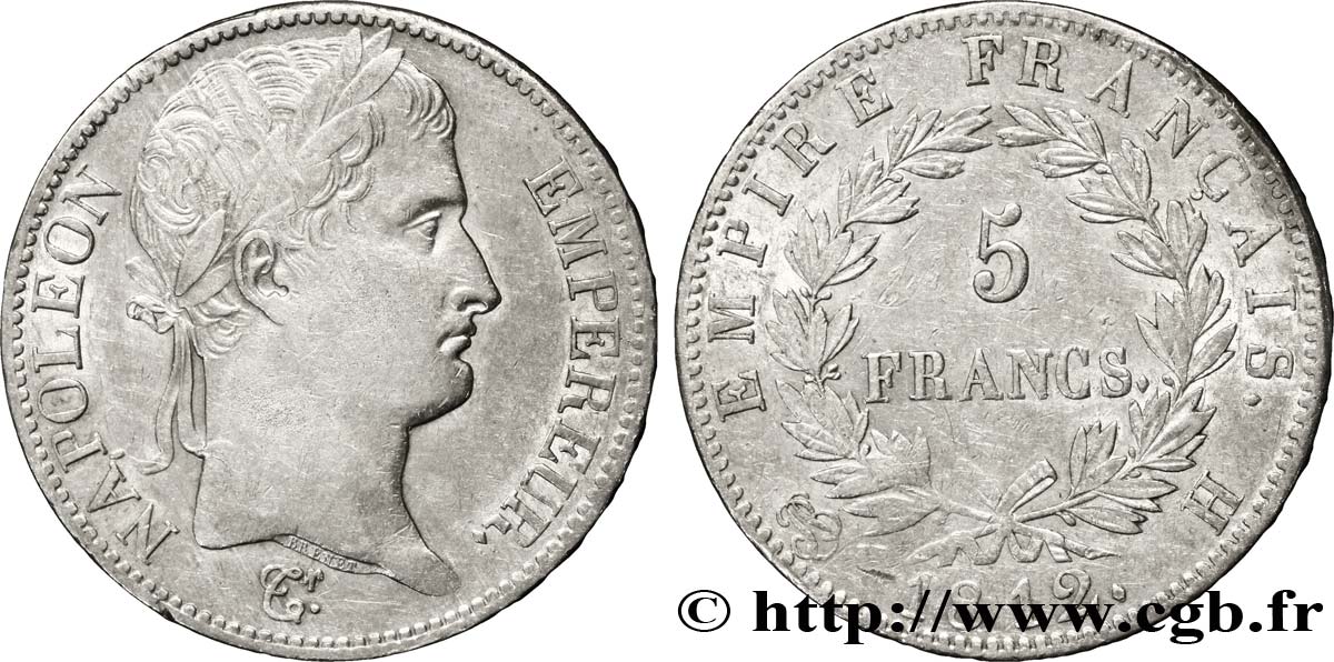 5 francs Napoléon Empereur, Empire français 1812 La Rochelle F.307/45 MBC48 