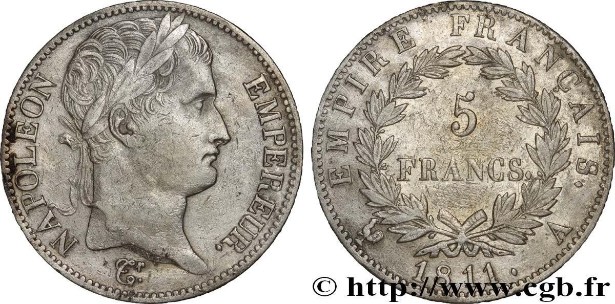 5 francs Napoléon Empereur, Empire français 1811 Paris F.307/27 BB45 