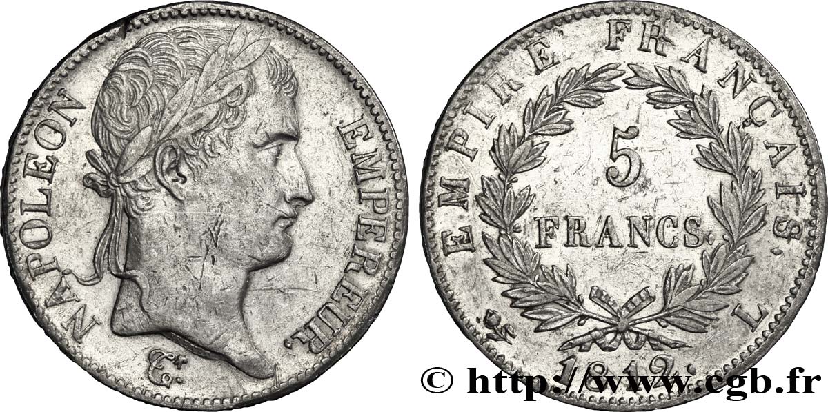 5 francs Napoléon Empereur, Empire français 1812 Bayonne F.307/48 XF45 
