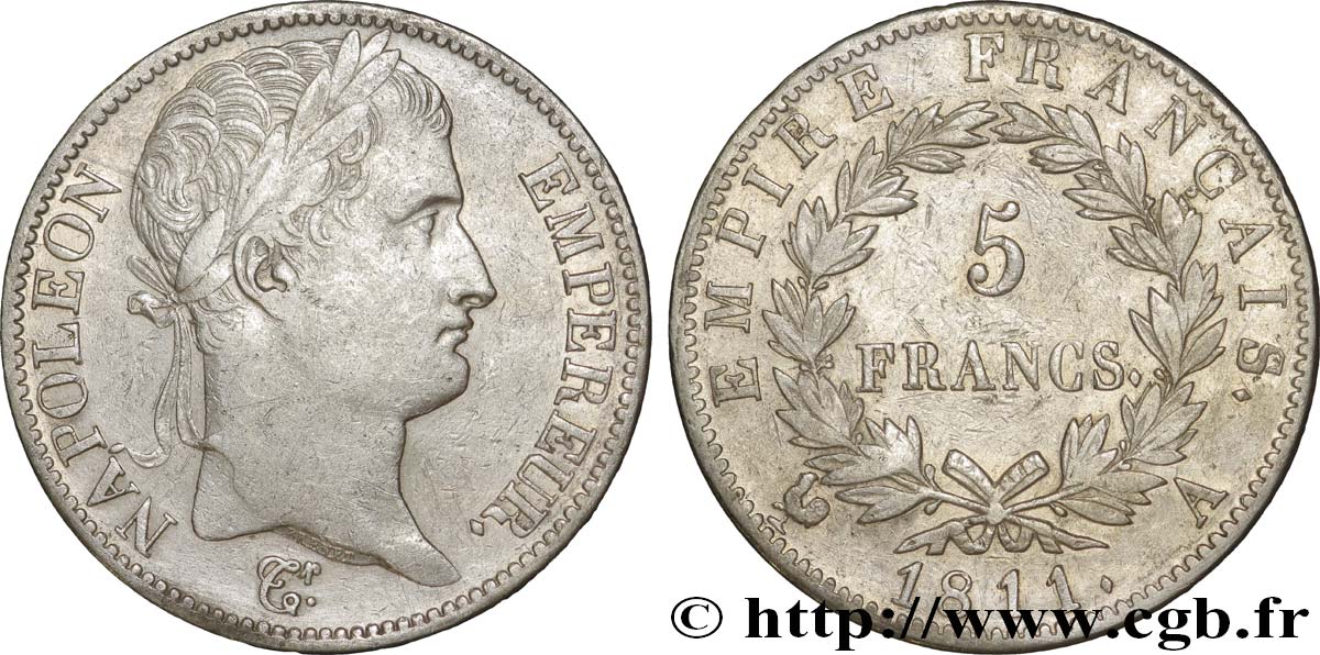 5 francs Napoléon Empereur, Empire français 1811 Paris F.307/27 TTB42 