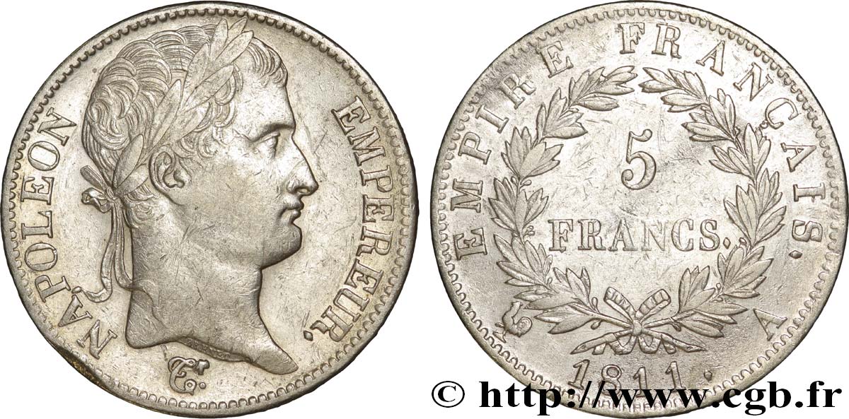 5 francs Napoléon Empereur, Empire français 1811 Paris F.307/27 BB48 