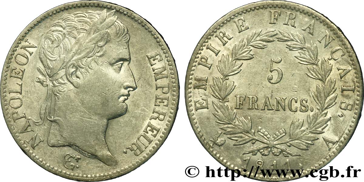 5 francs Napoléon Empereur, Empire français 1811 Paris F.307/27 MBC48 