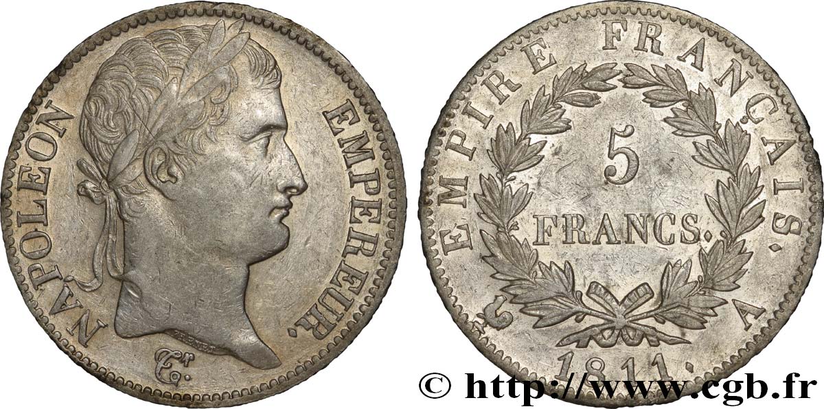 5 francs Napoléon Empereur, Empire français 1811 Paris F.307/27 TTB48 