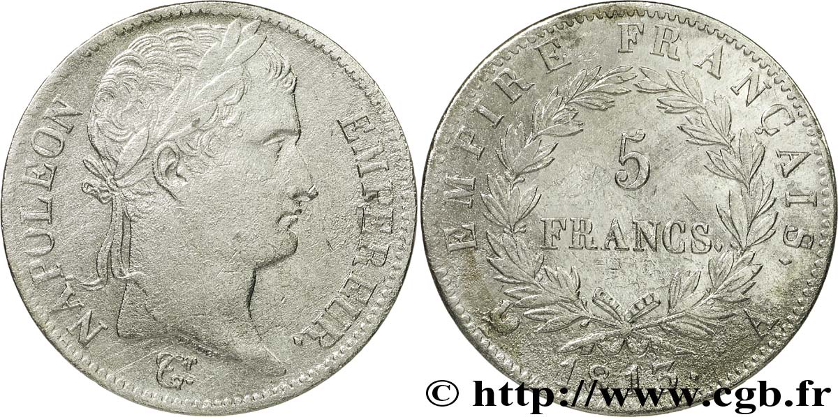 5 francs Napoléon Empereur, Empire français 1813 Paris F.307/58 S30 