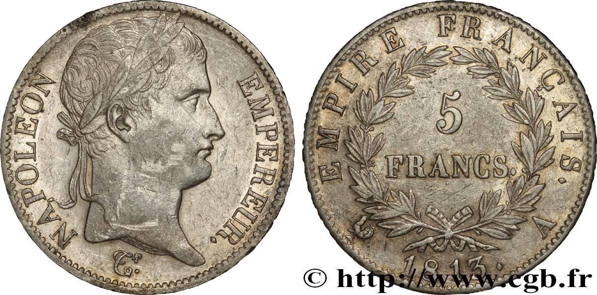 5 francs Napoléon Empereur, Empire français 1813 Paris F.307/58 XF48 