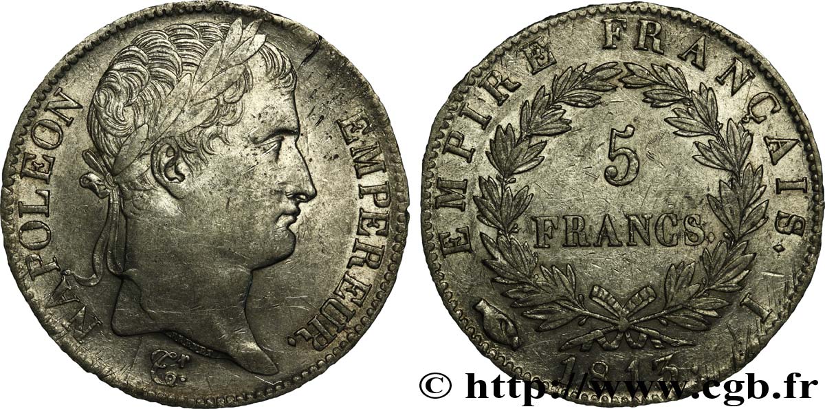 5 francs Napoléon Empereur, Empire français 1813 Limoges F.307/64 MBC45 