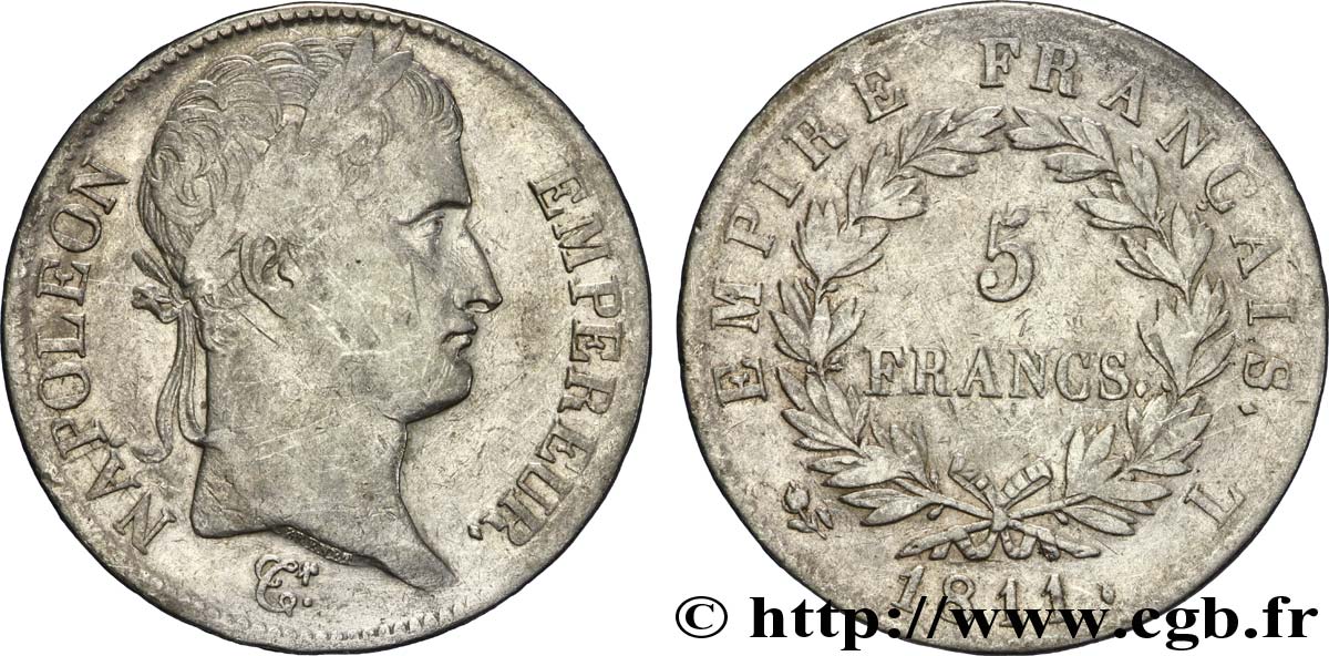 5 francs Napoléon Empereur, Empire français 1811 Bayonne F.307/34 TB35 