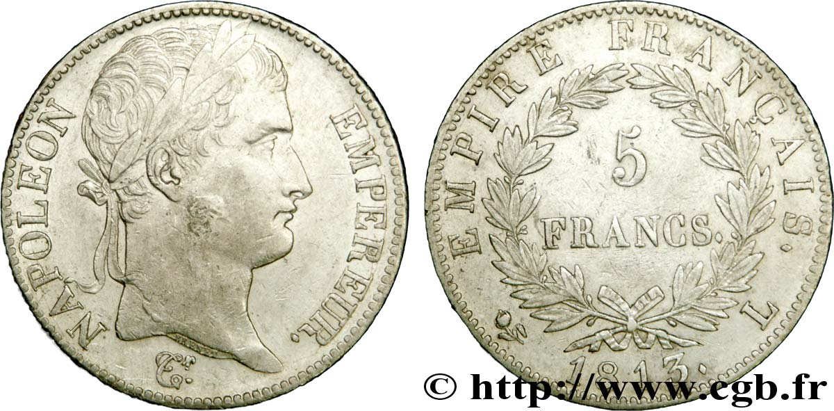 5 francs Napoléon Empereur, Empire français 1813 Bayonne F.307/67 TTB50 