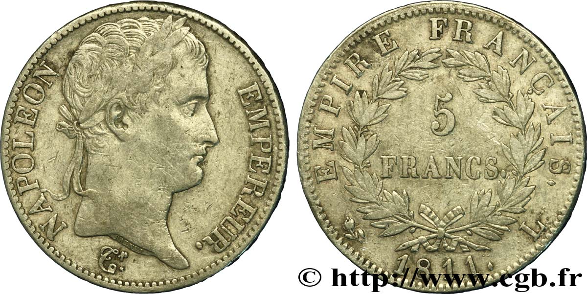 5 francs Napoléon Empereur, Empire français 1811 Bayonne F.307/34 MB30 