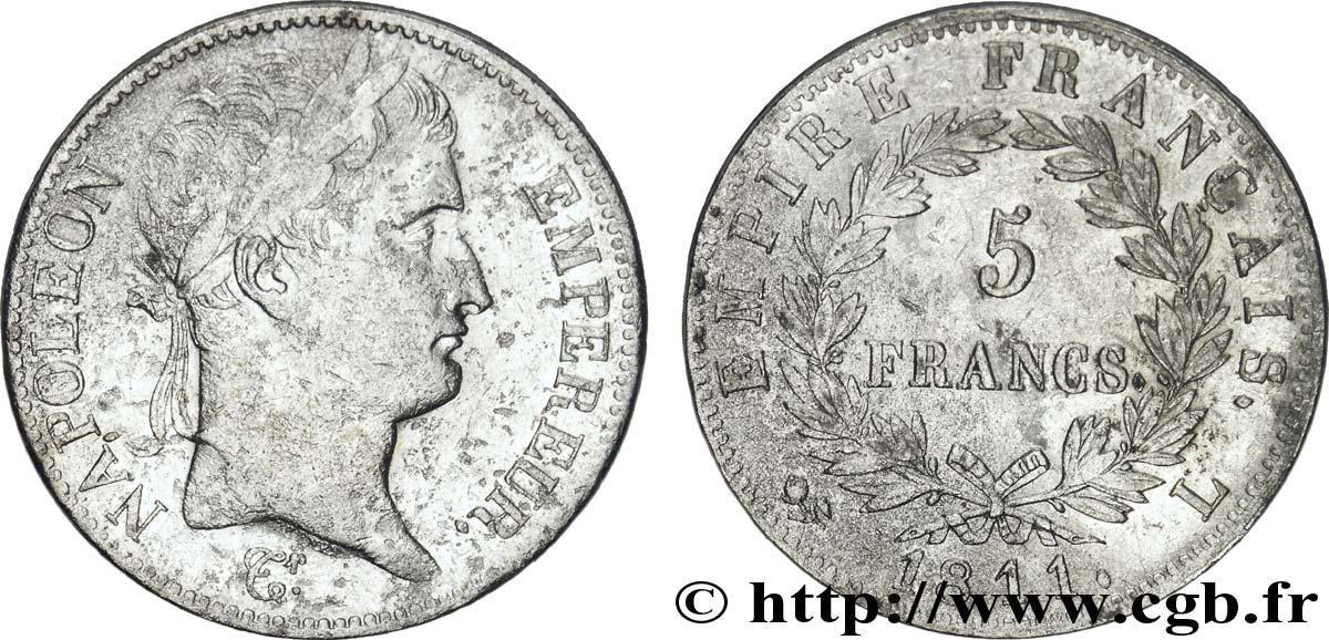 5 francs Napoléon Empereur, Empire français 1811 Bayonne F.307/34 TTB40 