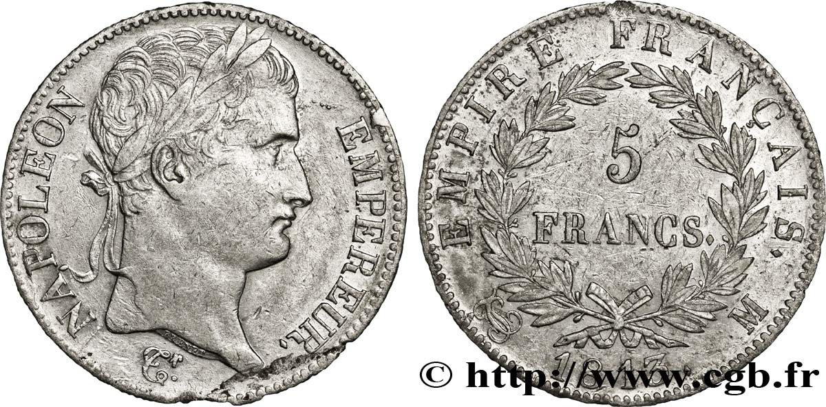 5 francs Napoléon Empereur, Empire français 1813 Toulouse F.307/68 MBC45 