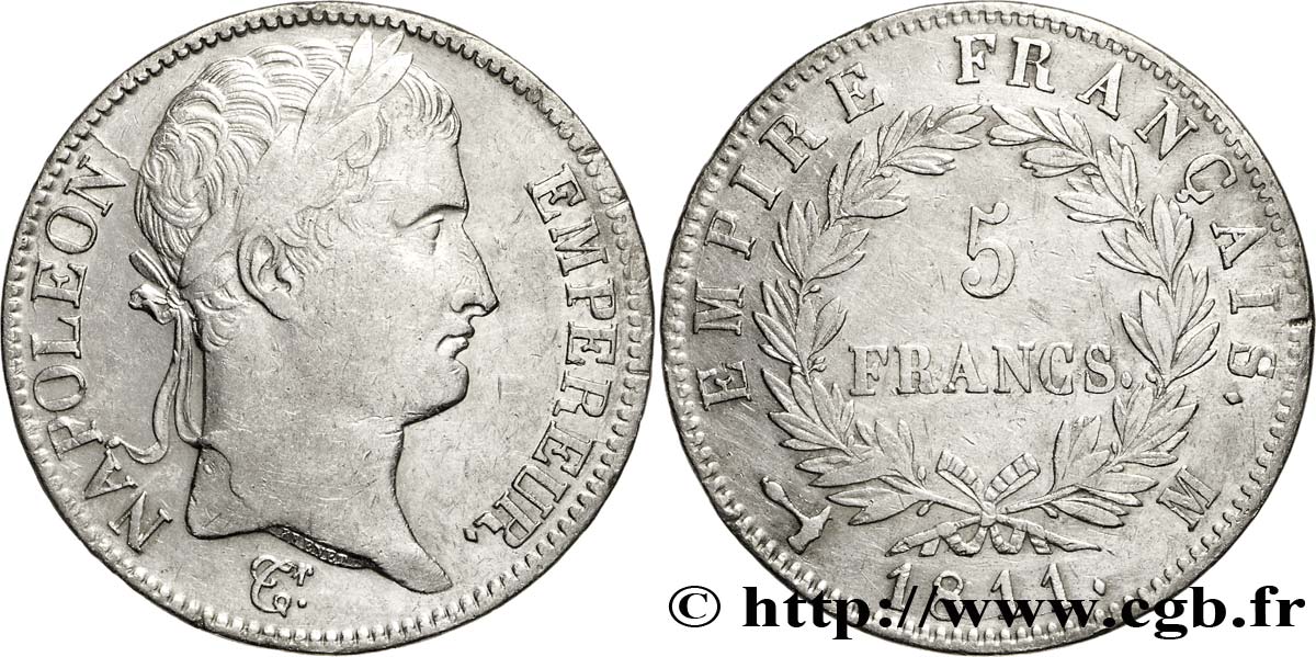 5 francs Napoléon Empereur, Empire français 1811 Toulouse F.307/35 SS40 