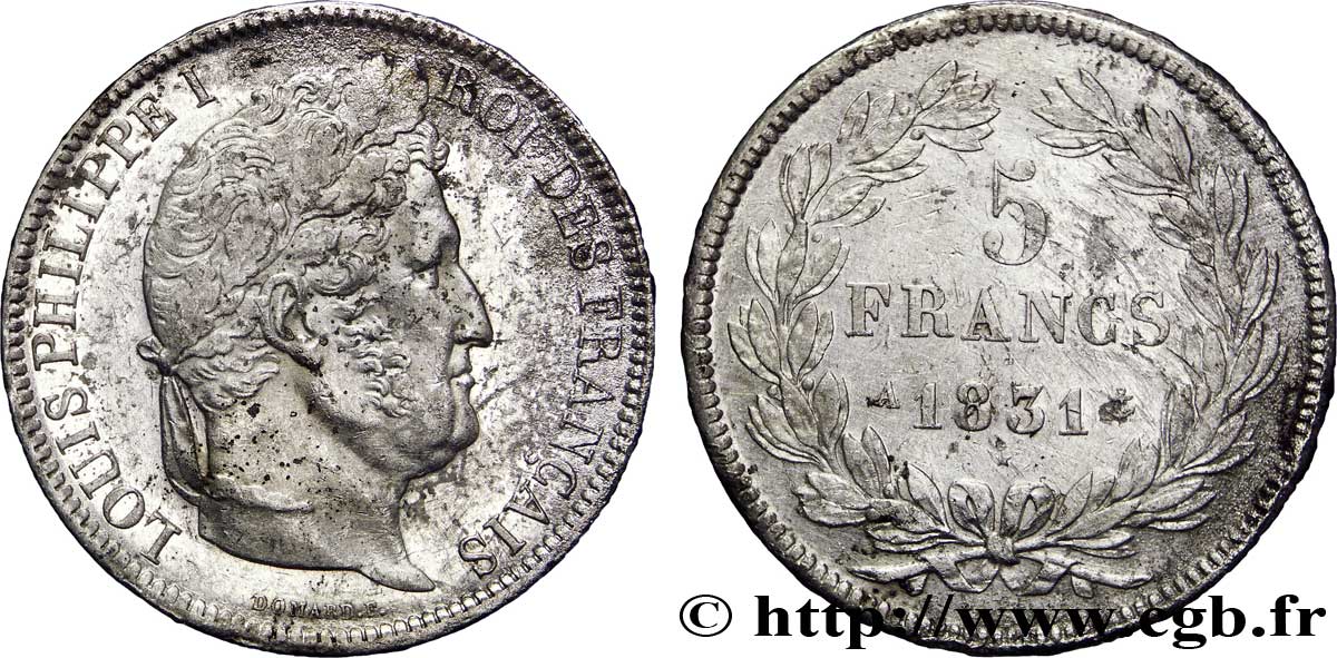 5 francs Ier type Domard, tranche en relief 1831 Paris F.320/1 TTB50 